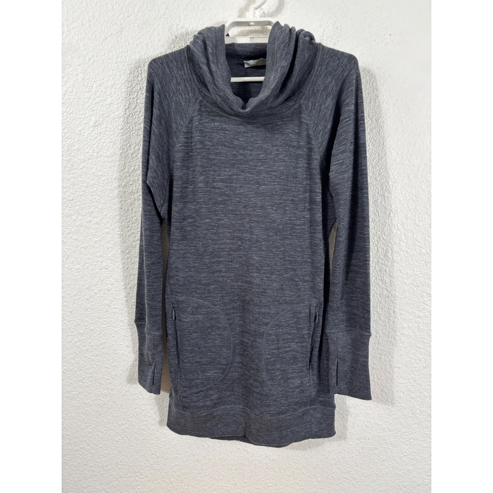 Athleta Cowl Neck Tunic Pullover Women XXS Gray Good Heathered Thumbhole Pockets
